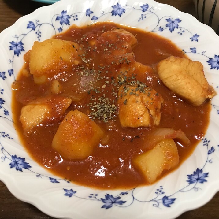 ささみでヘルシーand節約！ささみじゃがトマト煮